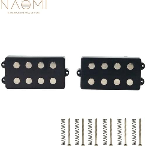 NAOMI 2 Pcs Electric Bass Pickups Humbucker Bridge Neck Pickup Set For 4 Strings Bass Coil Black Noiseless