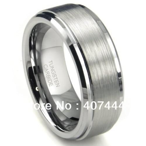 20pcs/Lot Wholesales Free Shipping USA Hot Selling 8MM Matte Finish Mens Beveled Tungsten Ring Wedding Band Ring Sizes 6 to 13