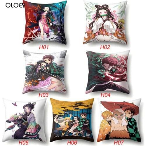 2020 Devil Killer Anime Square Polyester Cushion Family Bedroom Hotel Car Decoration Cushion Cover Soft and Comfortable 45x45cm