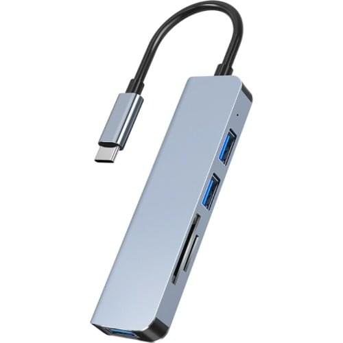 5 Ports USB 3.0 HUB, USB Extension Aluminum Alloy Fuselage Computer Accessories with Type C Power Supply Port
