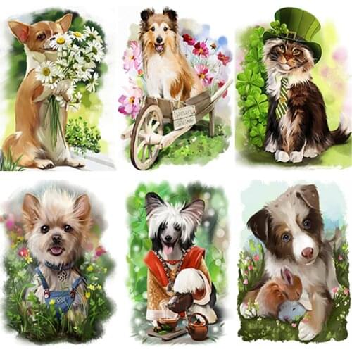 5D DIY Diamond Painting Animals Cross Stitch Cute Dog Cat Diamond Embroidery Full Square Round Drill Home Decor Manual Art Gift