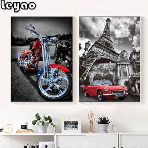 Retro Landscape Highlight Nostalgia Car Motorbike diamond Painting Art full square diamond embroidery Picture Wall Home Decor