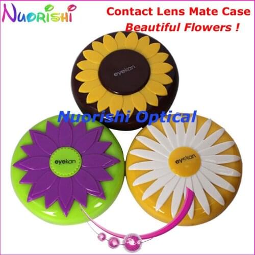 Free Shipping 10pcs Beautiful Flowers design Contact Lens Kit with Mirror C522 contact lens mate case box