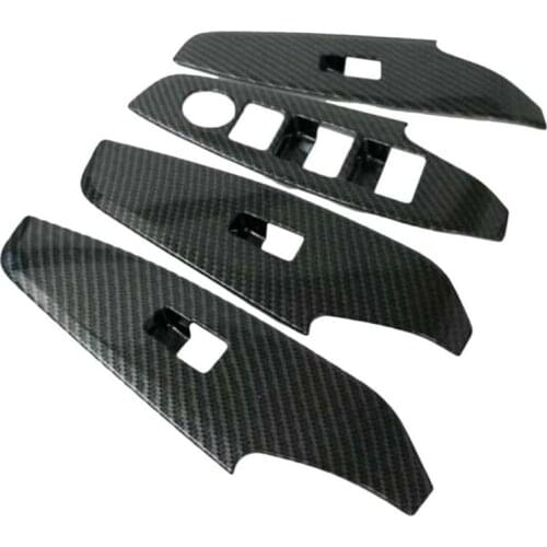For MAZDA 3 Axela 2017 Carbon Fiber Door Handle Power Window Lift Switch Button Cover Trim Frame Sticker Accessories