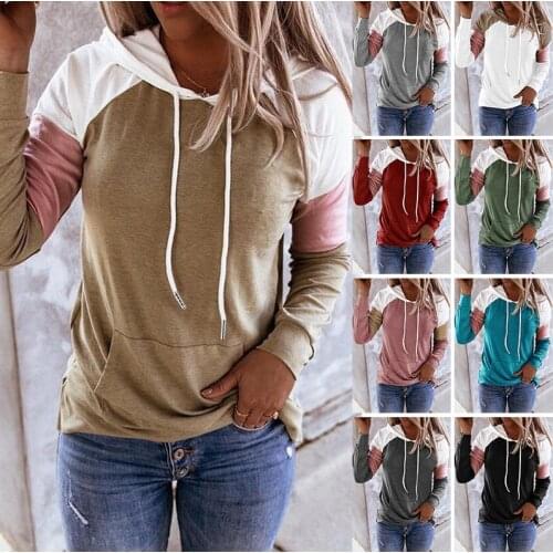 Womens T-shirt 2021 Spring Autumn New fashion selling hot style loose stitching color matching hooded fleece tshirts MYJzc119