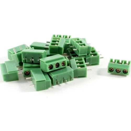 IMC Hot 20 Pcs 3 Pin 5mm Pitch PCB Mount Screw Terminal Block AC 250V 8A