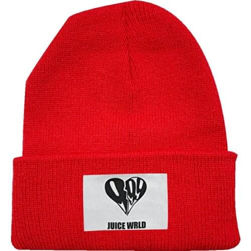 RED Knitted Hat Fashion Warm Hat Wool Hat Tide Korean Version Autumn and Winter Female Juice Wrld Wild Couple Male Unisex Adult