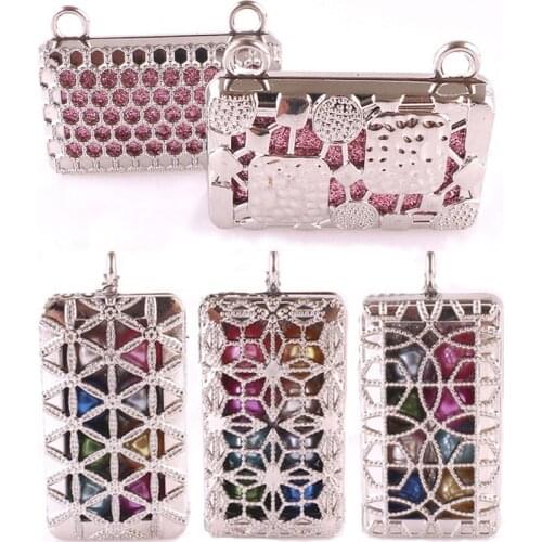 Cuboid Magnet Locket Pendant Jewelry Aroma Perfume Fragrance Essential Oil Diffuser Locket Necklace