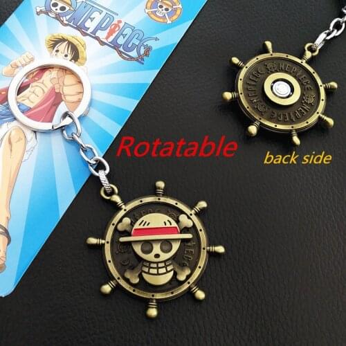 Hot Selling Anime One Piece Keychain Mokey D Luffy Logo Rotatable Alloy Key Chian Car Key Ring Pendant Of High Quality
