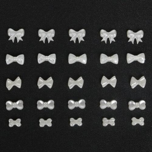 Hot Selling Flat Back Cabochon Imitation Plastic ABS Pearl Knot Bow Beads for DIY Fashion Jewelry Beads Craft Phone Decoration