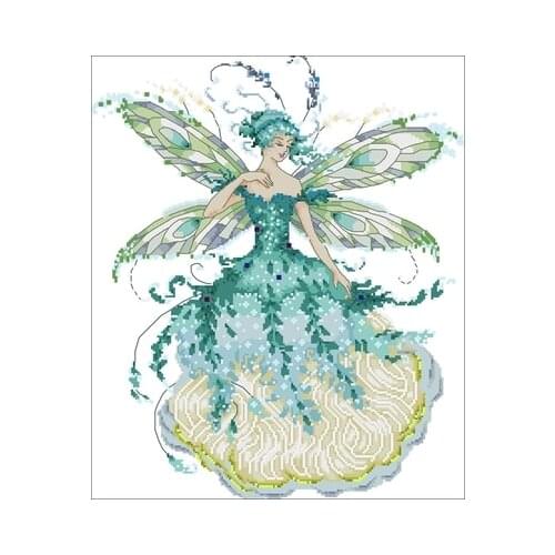 MD159 March Ocean Blue Fairy Needlework,For Embroidery,DIY 14CT Unprinted Arts Cross stitch kits Set Cross-Stitching Home Decor
