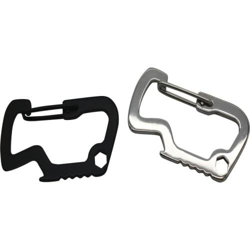 Stainless Steel Multi-function D-shaped Buckle Carabiner Bottle Opener Snap Hook Quick Hook Outdoor Sports Tools Accessories