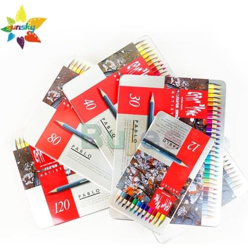 Swiss OEM CARAN D'ACHE Pablo 12/20/40/80/120Color master Artist Oil color Pencil iron box painting set Professional art supplies