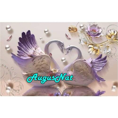 Full round diamond painting swans daimont embroidery lover stickers diamant mosaic oil painting by numbers canvas painting art