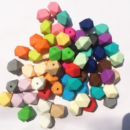 HOT Round Loose Silicone Geometric Hexagon Beads For Silicone Necklace DIY Silicone Teething Necklace Silicone Beads For Baby Te