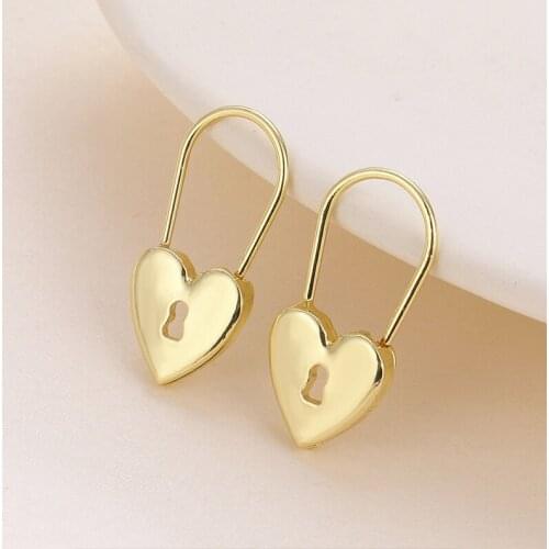 Romantic Gold Silver Color Heart-shaped Lock Earrings Charming Womens Wedding Party Ear Clip Earrings Fashion Jewelry Gift