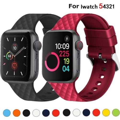 Silicone Strap for Apple watch 5 band 44mm 40mm iwatch 5 4 band 38mm 42mm Rhombic pwatchband bracelet Apple watch 5 4 3 2 1 38