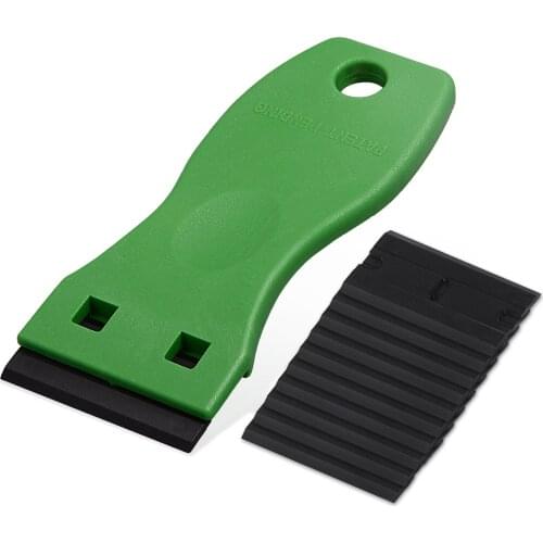 FOSHIO Car Sticker Remover Razor Scraper+10pcs Razor Blade Window Tint Glass Cleaning Tool Vinyl Car Wrap Carbon Fiber Squeegee