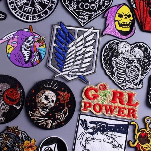 Attack on Titan Iron On Patches For Clothing Thermoadhesive Patches Girl Power Patch Skull Stickers Stripes For Jackets Badge