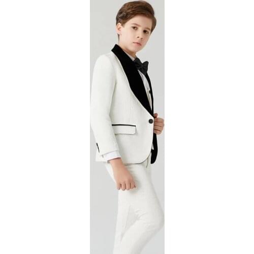 Spring Handsome Boy Suits Formal Suit For Boy Costume Boys' IVory jacquard Suit Flower Boys Formal Suit Kids Wedding Suit Tuxedo