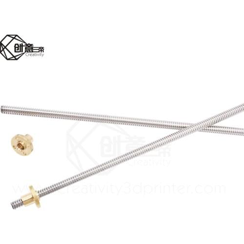 T8 Lead Screw OD 8mm Pitch 8mm Lead 8mm 150mm 200mm 250mm 300mm 350mm 400mm 500mm with Brass Nut for Reprap 3D Printer Z Axis