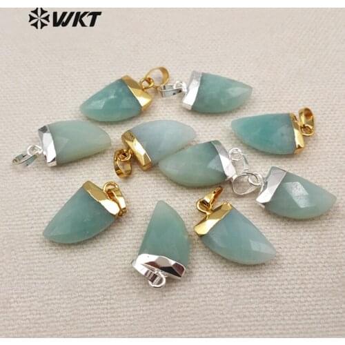 WT-P1268 WKT Charming Light Green Color Natual Stone Pendant In Gold Top Pendant For Women Jewelry Making