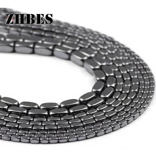 ZHBES 2-8MM Black Natural Stone Rectangle cuboid Hematite Square Loose Spacer Beads For DIY Jewelry Making Bracelet Findings