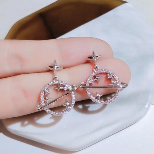 Universe starry sky simple romantic exquisite micro inlaid earrings earrings ladies jewelry accessories