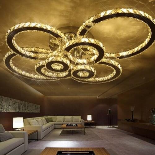 1/2/4/6/8 Ring Crystal LED Ceiling lamp Living Room Bedroom Study & Office Office Restaurant Interior LED Ceiling Light Fixture
