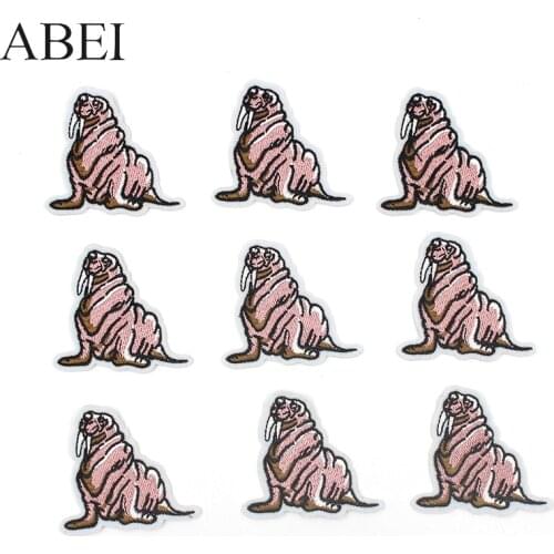 10pcs/lot Quality Sea Animal Patches Embroidered walrus Appliques Iron On marine animals Stickers Garment Apparel Clothes Patch