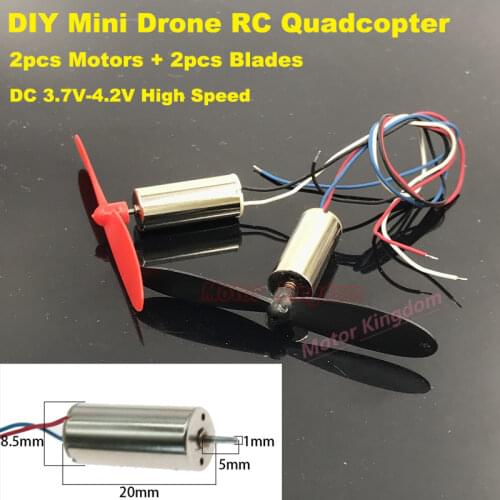 2PCS 8.5mm*20mm Engine+blades Propeller 3.7V 4.2V 50000RPM Ultrahigh Speed Mini Coreless Motor for RC Drone Toy Quadcopter