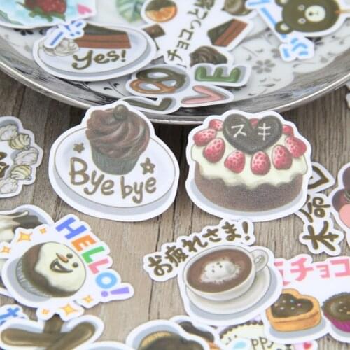 40pcs Sweet Chocolate Dessert Cake Handmade Scrapbooking Stickers Decorative Sticker DIY Craft Photo Albums Decals Diary Deco