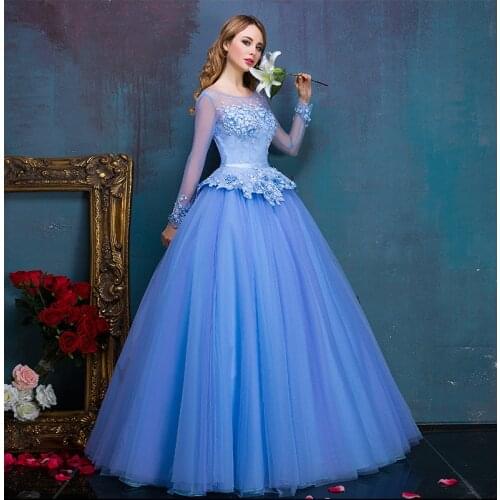Blue small flower beading embroidery long sleeve ball gown Medieval Renaissance Gown Victorian Antoinette Colonial Belle Ball