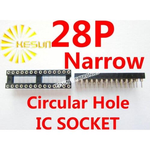FREE SHIPPING 17PCS 28P (2x14 Pins) 0.3" Narrow Circular hole IC Socket