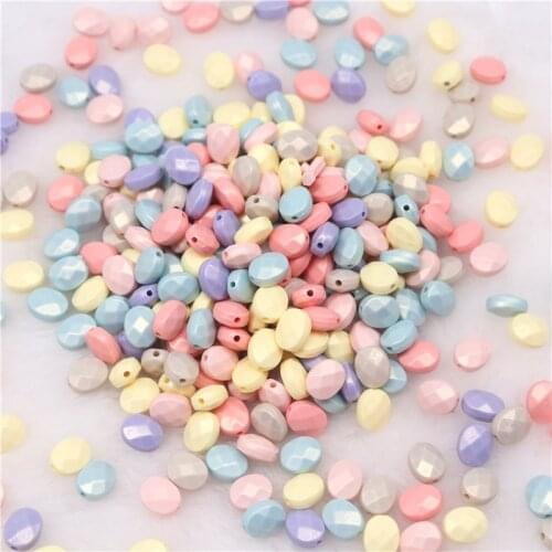 7*10mm Rondelle Faceted Symphony Macaron Pearl Beads Acrylic Loose Spacer Oval Beads for Jewelry Making Accessories 10g