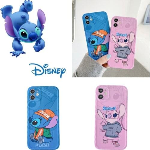 Disney Stitch IMD Anti-fall Mobile Phone Protective Cover Suitable for IPhone12ProMax 11Pro X XR SE 7 8Plus Cartoon Soft Shell