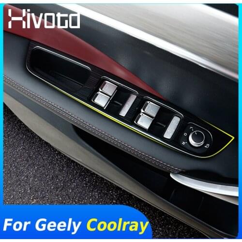 For Geely Coolray SX11 2018-2020 Car Window Button Glass Lifting Switch Panel Cover Door Armrest Knob Frame Sticker Accessories