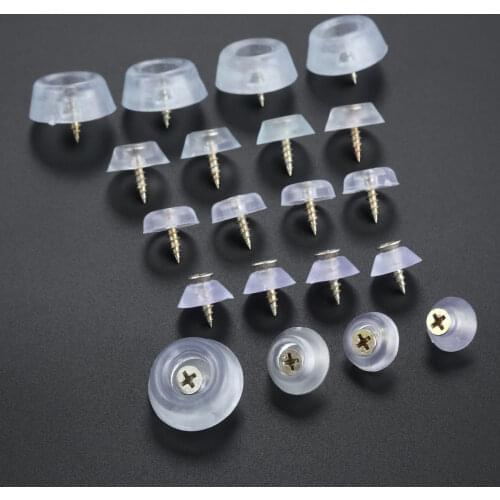DRELD 10pcs Rubber Transparent Non-slip Chair Leg Caps Feet Pads Sofa Foot Covers Floor Furniture Legs Protector Pad with Screws