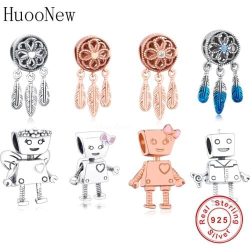 2019 Spiritual Dream Catcher Feather Beads Fit Original Charms Bracelet Bangle 925 Sterling Silver Jewelry Gift Berloque