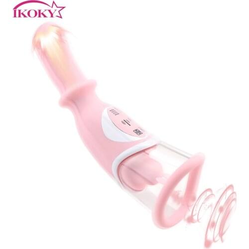 IKOKY Thrusting Dildo Nipple Sucker G Spot Massager Clitoris Sucking Vibrators Adult Product Tongue Licking Sex Toys For Women
