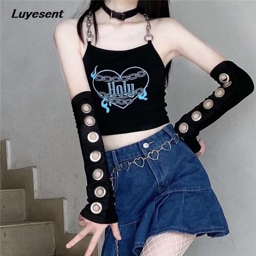 Harajuku Lady Punk Black Outsleeves Big Eyelet Hollow Out Girl Cool Arm Warmer Stretch Hip-hop Character Korean Fashio Clothes