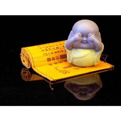 Ceramic Buddha statue monk Buddhism gift purple sand ceramic home decor tea pet figurine Statues Sculptures colorful sand