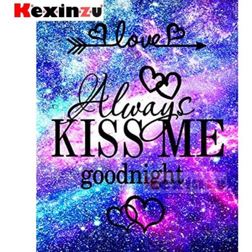 Kexinzu 5d diamond painting full Square/Round diamond embroidery-Kiss Me-rhinestone DIY mosaic Cross Stitch 3D Home Decor Y0461