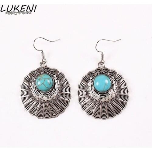 LUKENI Fashion Vintage Ethnic Bohemian Boho Carved Drop Earrings Big Wedding Party Dangle Earrings for Women Jewelry DE146