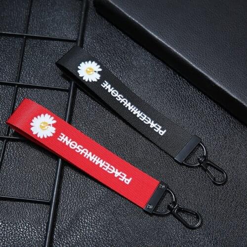 Metal Ribbon Keychain Pendant Chrysanthemum Keychain Clothes Streamer Bag KeyRing Student Korean Bag Accessories K2476
