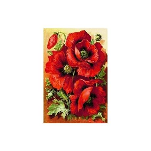 New arrive needlework diy diamond painting pasted painting square drill home decor Diamond Embroidery Red flower picture Y610