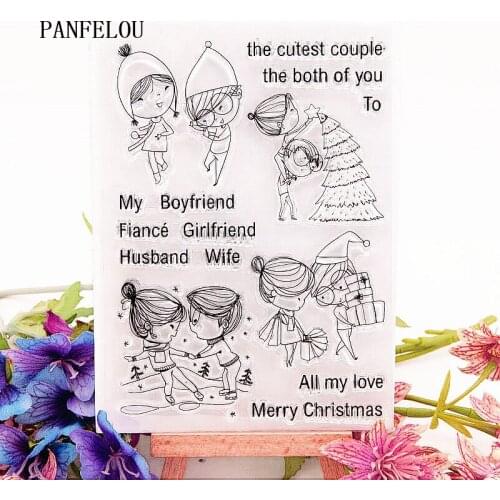 PANFELOU 10.5x15 Easter couples Transparent Silicone Rubber Clear Stamps cartoon for Scrapbooking/DIY Easter wedding album