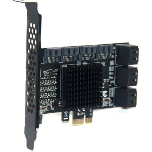 PCI-E 1X to 6 /10 3.0 Adapter Card Desktop Computer Expansion Card Hard Disk Adapter Card with Aluminum Alloy Cooling Fin