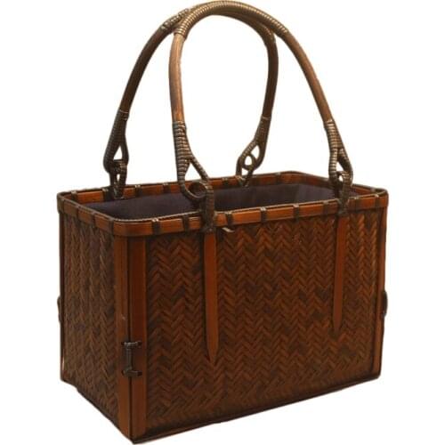 Japanese-style Bamboo Woven Storage Bags Handmade Retro Basket Chinese Style Teacup Teapot Bags Travel Outdoor Tea Cozies