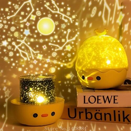 Xiaomi Duck Projection Lamp USB Rotating Starry Night Light Kid Remote Control LED Colorful Music Star Atmosphere Light